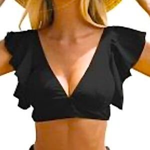 NWT Holipick Swim Flutter Top Black Size Small